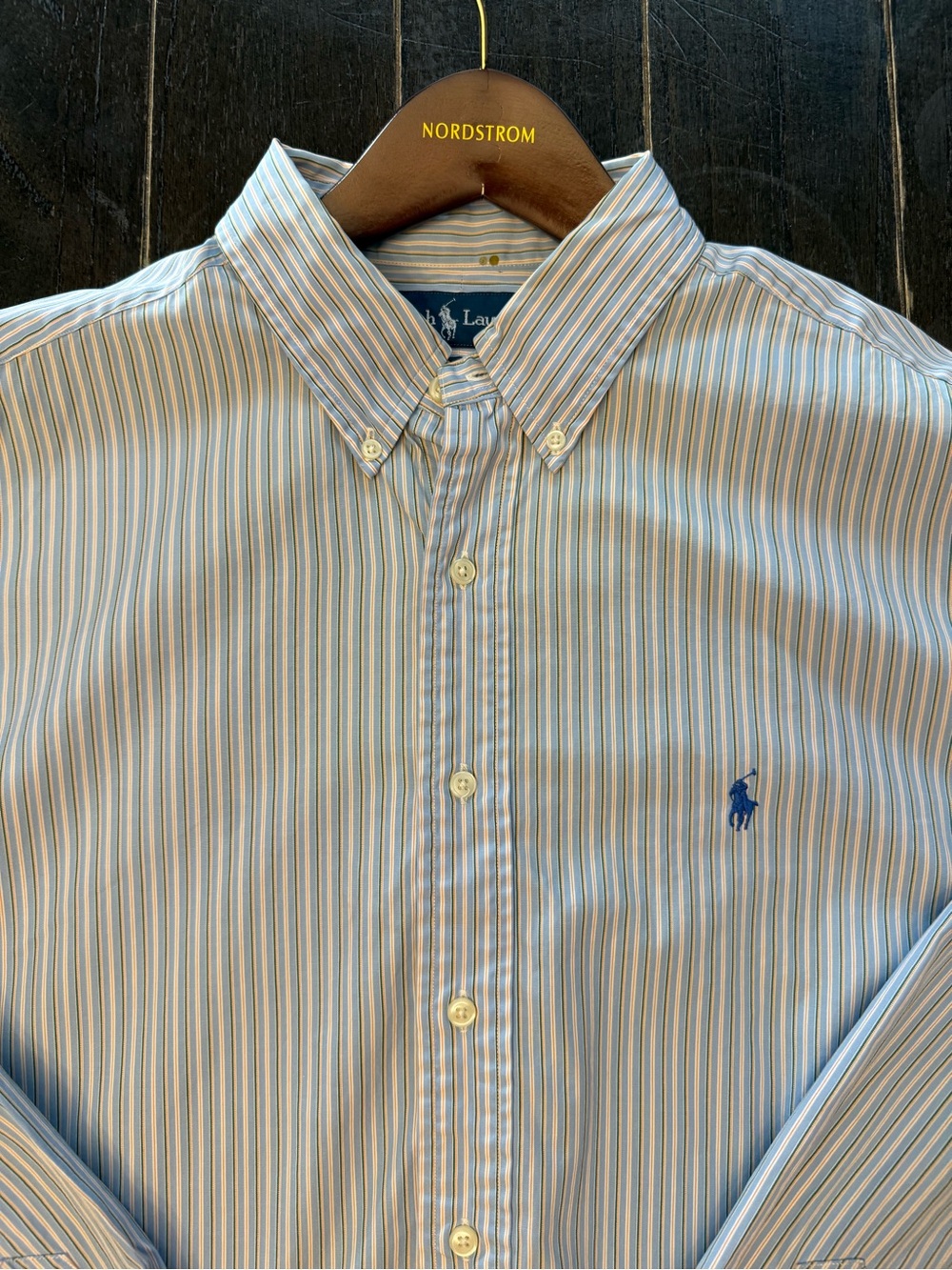 Polo Ralph Lauren Classic Fit Shirt Men’s XL 17 Blue Orange Green Stripe